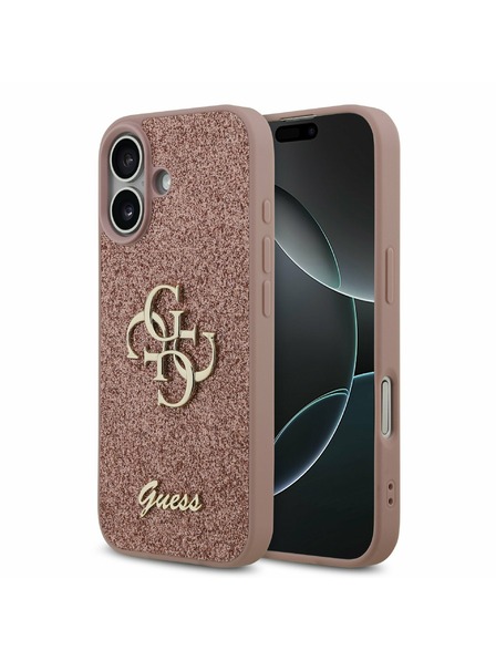 Guess Guess PU Fixed Glitter 4G Metal Logo Stražnji Poklopac za iPhone 17 Pink