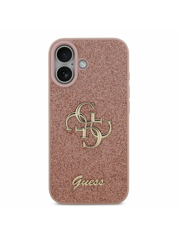 Guess Guess PU Fixed Glitter 4G Metal Logo Stražnji Poklopac za iPhone 17 Pink