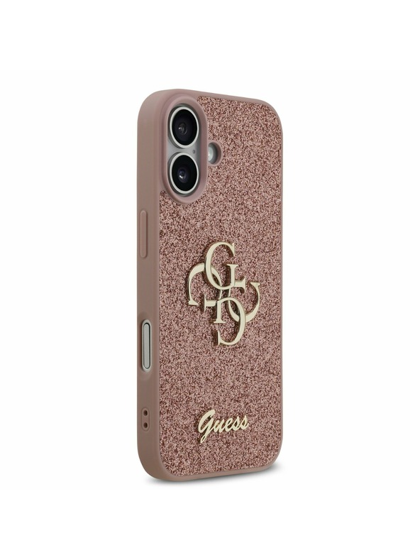 Guess Guess PU Fixed Glitter 4G Metal Logo Stražnji Poklopac za iPhone 17 Pink
