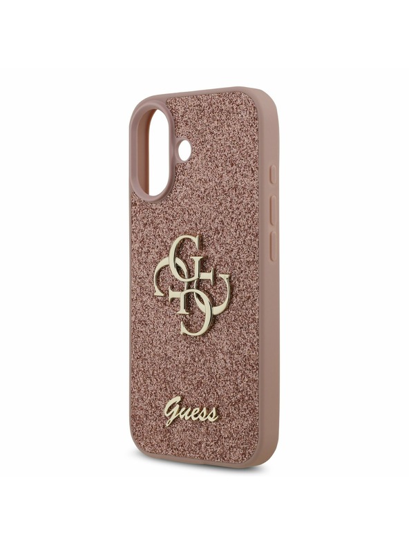 Guess Guess PU Fixed Glitter 4G Metal Logo Stražnji Poklopac za iPhone 17 Pink