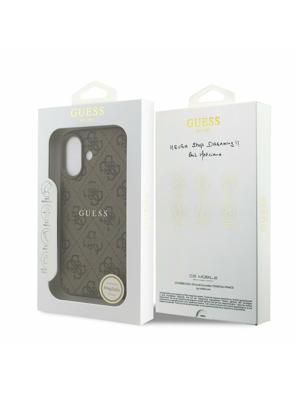 Guess Guess PU Leather 4G Colored Ring MagSafe Stražnji Poklopac za iPhone 17 Brown