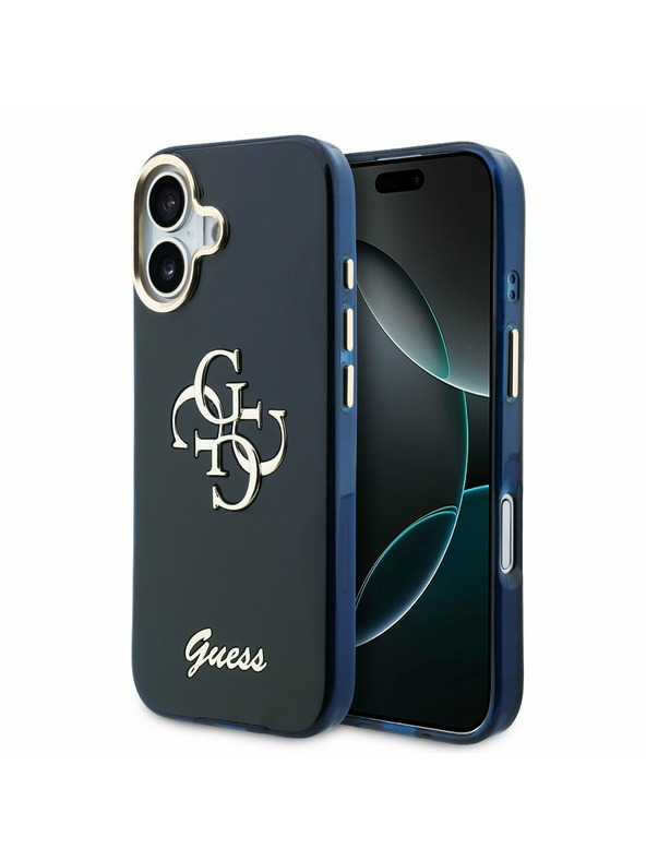 Guess Guess IML 4G Script Metal Logo Stražnji Poklopac za iPhone 17 Blue