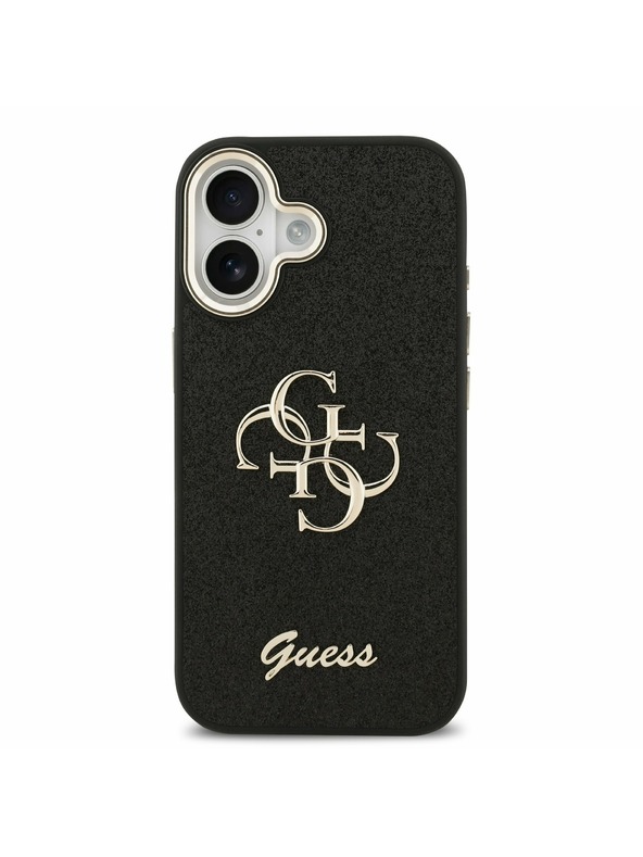 Guess Guess PU Fixed Glitter 4G Metal Frame Stražnji Poklopac za iPhone 17 Black