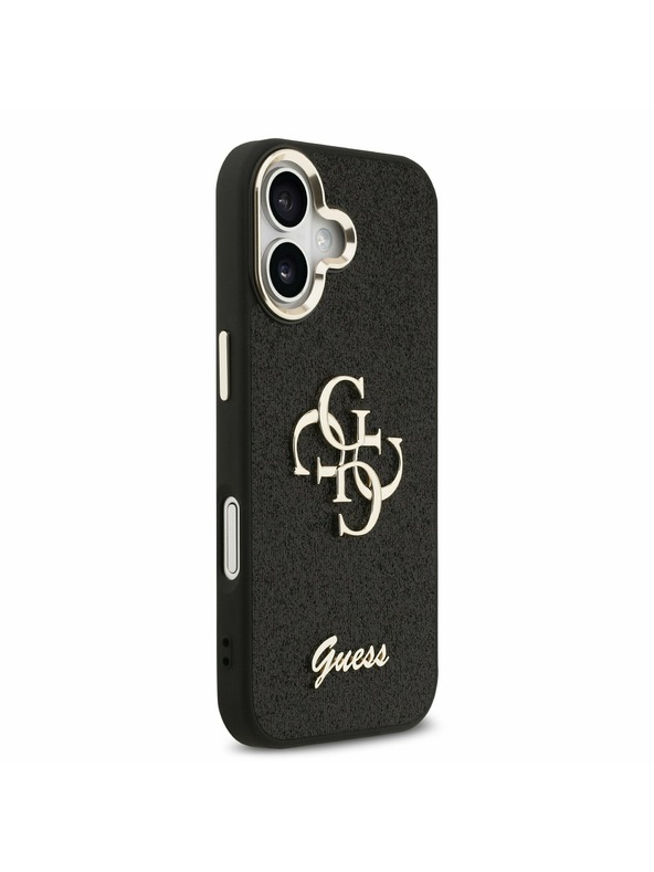 Guess Guess PU Fixed Glitter 4G Metal Frame Stražnji Poklopac za iPhone 17 Black