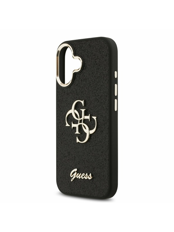 Guess Guess PU Fixed Glitter 4G Metal Frame Stražnji Poklopac za iPhone 17 Black