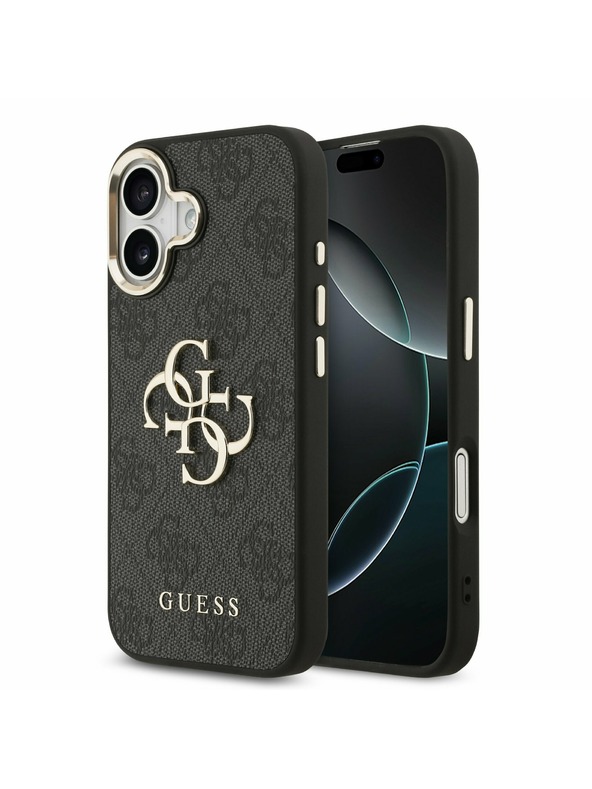 Guess Guess PU Leather 4G Metal Logo Gold Frame Stražnji Poklopac za iPhone 17 Black