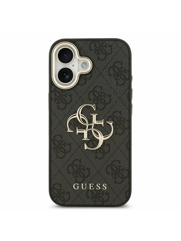 Guess Guess PU Leather 4G Metal Logo Gold Frame Stražnji Poklopac za iPhone 17 Black