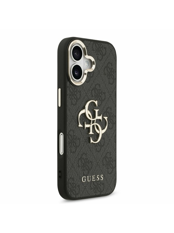Guess Guess PU Leather 4G Metal Logo Gold Frame Stražnji Poklopac za iPhone 17 Black