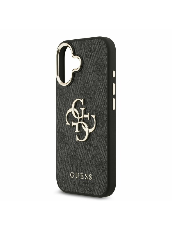 Guess Guess PU Leather 4G Metal Logo Gold Frame Stražnji Poklopac za iPhone 17 Black