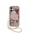 Guess Guess IML Flowers Strap MagSafe Stražnji Poklopac za iPhone 17 Pink