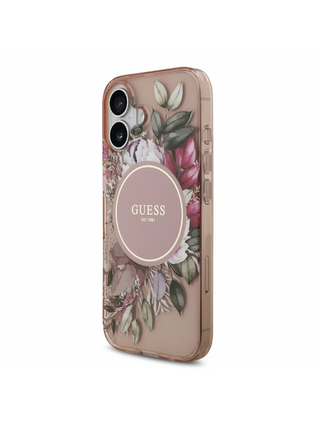 Guess Guess IML Flowers Strap MagSafe Stražnji Poklopac za iPhone 17 Pink