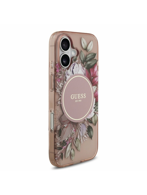 Guess Guess IML Flowers Strap MagSafe Stražnji Poklopac za iPhone 17 Pink