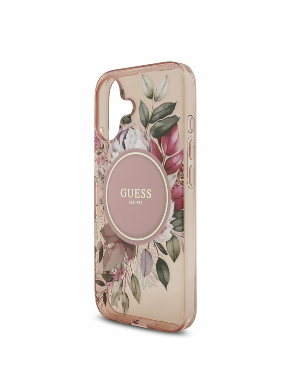 Guess Guess IML Flowers Strap MagSafe Stražnji Poklopac za iPhone 17 Pink