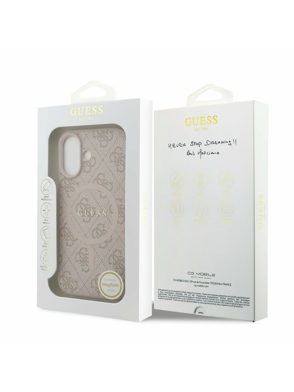 Guess Guess PU Leather 4G Colored Ring MagSafe Stražnji Poklopac za iPhone 17 Pink