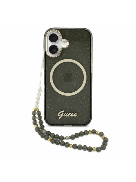 Guess Guess IML Glitter Script Strap MagSafe Stražnji Poklopac za iPhone 17 Black