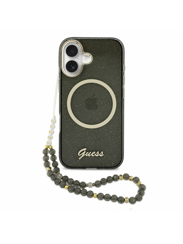 Guess Guess IML Glitter Script Strap MagSafe Stražnji Poklopac za iPhone 17 Black
