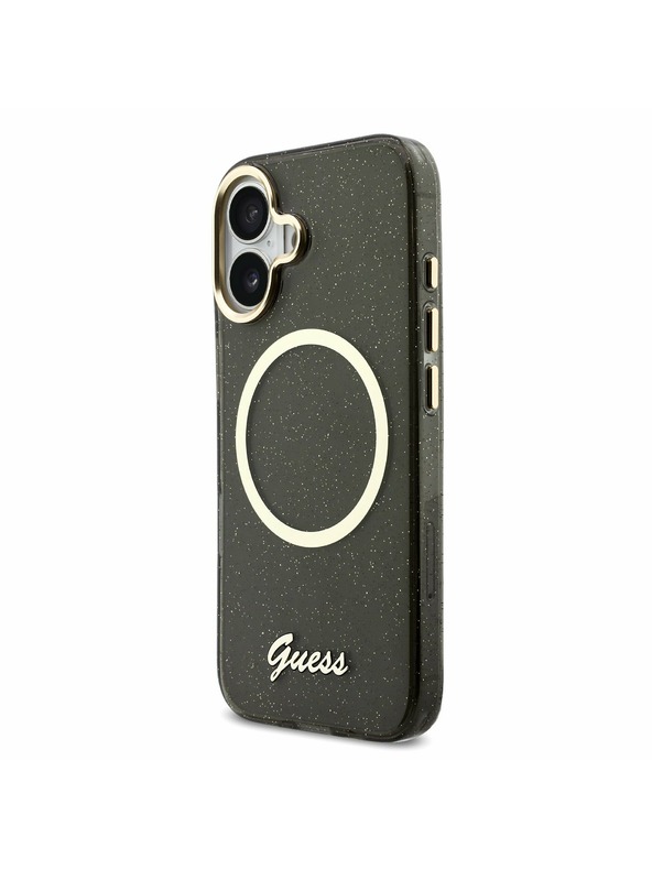Guess Guess IML Glitter Script Strap MagSafe Stražnji Poklopac za iPhone 17 Black