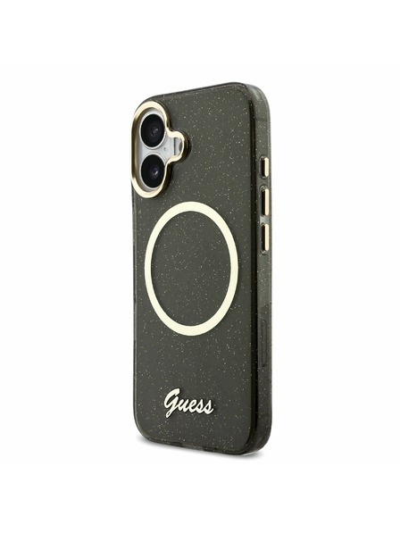 Guess Guess IML Glitter Script Strap MagSafe Stražnji Poklopac za iPhone 17 Black