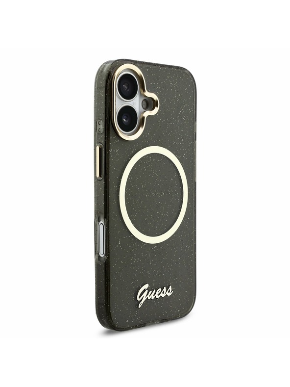 Guess Guess IML Glitter Script Strap MagSafe Stražnji Poklopac za iPhone 17 Black