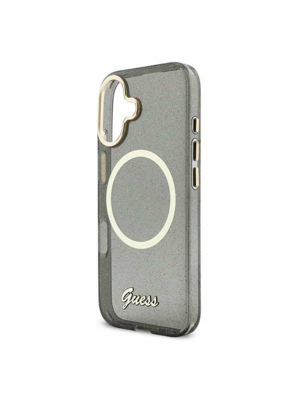Guess Guess IML Glitter Script Strap MagSafe Stražnji Poklopac za iPhone 17 Black