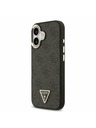 Guess Guess PU Leather 4G Strass Triangle Logo Gold Frame MagSafe Stražnji Poklopac za iPhone 17 Black