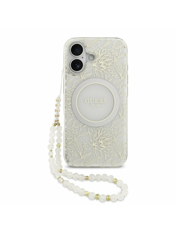 Guess Guess IML Flowers Allover Strap MagSafe Stražnji Poklopac za iPhone 17 White