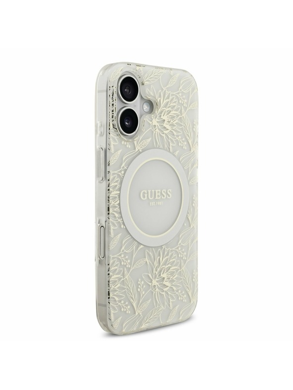 Guess Guess IML Flowers Allover Strap MagSafe Stražnji Poklopac za iPhone 17 White