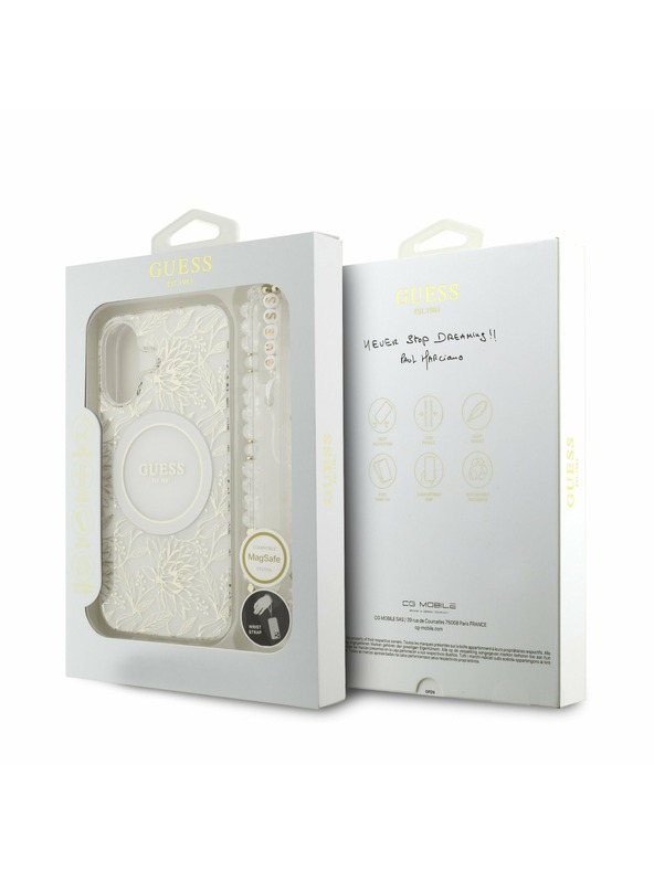 Guess Guess IML Flowers Allover Strap MagSafe Stražnji Poklopac za iPhone 17 White