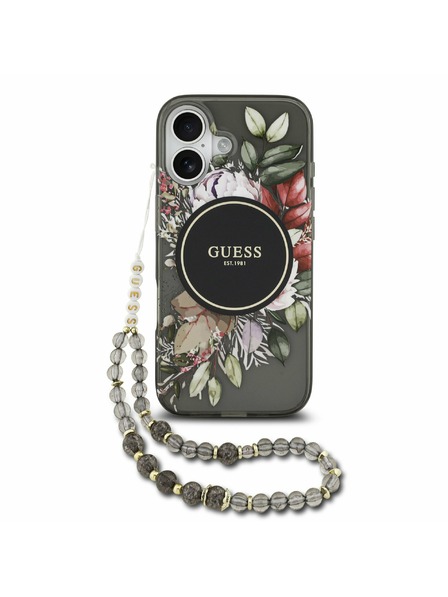 Guess Guess IML Flowers Strap MagSafe Stražnji Poklopac za iPhone 17 Black