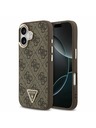 Guess Guess PU Leather 4G Strass Triangle Logo Gold Frame MagSafe Stražnji Poklopac za iPhone 17 Brown