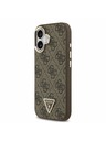 Guess Guess PU Leather 4G Strass Triangle Logo Gold Frame MagSafe Stražnji Poklopac za iPhone 17 Brown