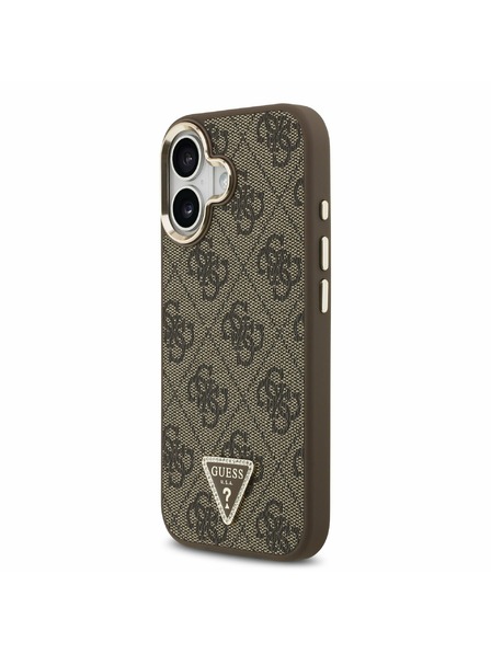 Guess Guess PU Leather 4G Strass Triangle Logo Gold Frame MagSafe Stražnji Poklopac za iPhone 17 Brown