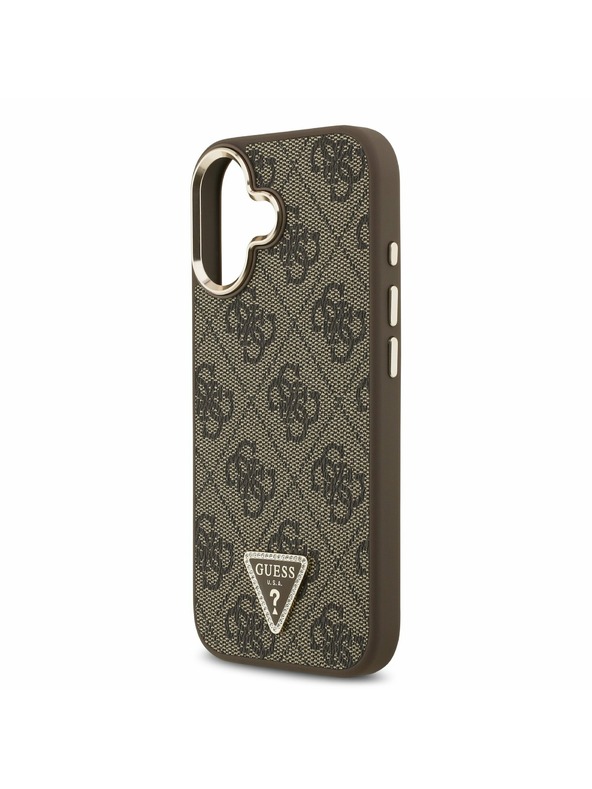 Guess Guess PU Leather 4G Strass Triangle Logo Gold Frame MagSafe Stražnji Poklopac za iPhone 17 Brown