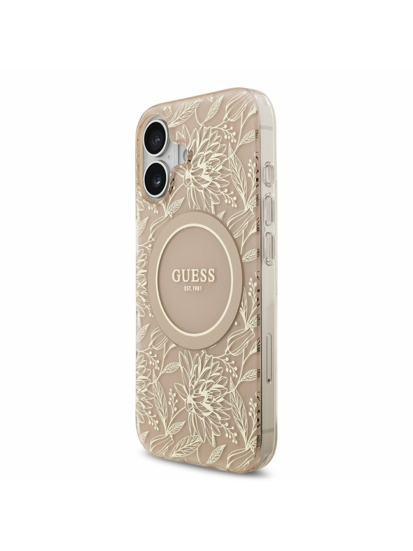 Guess Guess IML Flowers Allover Strap MagSafe Stražnji Poklopac za iPhone 17 Pink