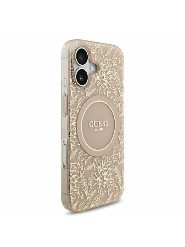 Guess Guess IML Flowers Allover Strap MagSafe Stražnji Poklopac za iPhone 17 Pink