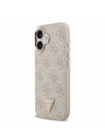 Guess Guess PU Leather 4G Strass Triangle Logo Gold Frame MagSafe Stražnji Poklopac za iPhone 17 Pink