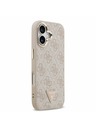 Guess Guess PU Leather 4G Strass Triangle Logo Gold Frame MagSafe Stražnji Poklopac za iPhone 17 Pink