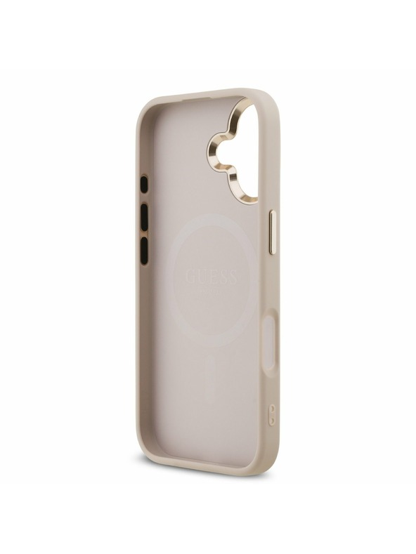 Guess Guess PU Leather 4G Strass Triangle Logo Gold Frame MagSafe Stražnji Poklopac za iPhone 17 Pink