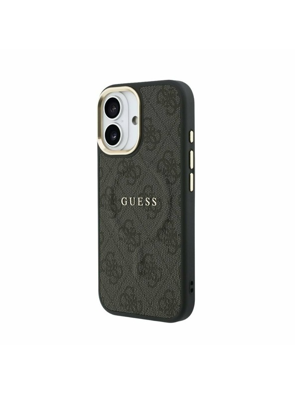 Guess Guess PU Leather 4G Gold Frame MagSafe Stražnji Poklopac za iPhone 17 Black