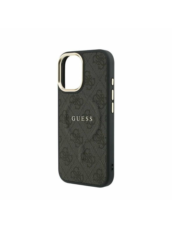 Guess Guess PU Leather 4G Gold Frame MagSafe Stražnji Poklopac za iPhone 17 Black