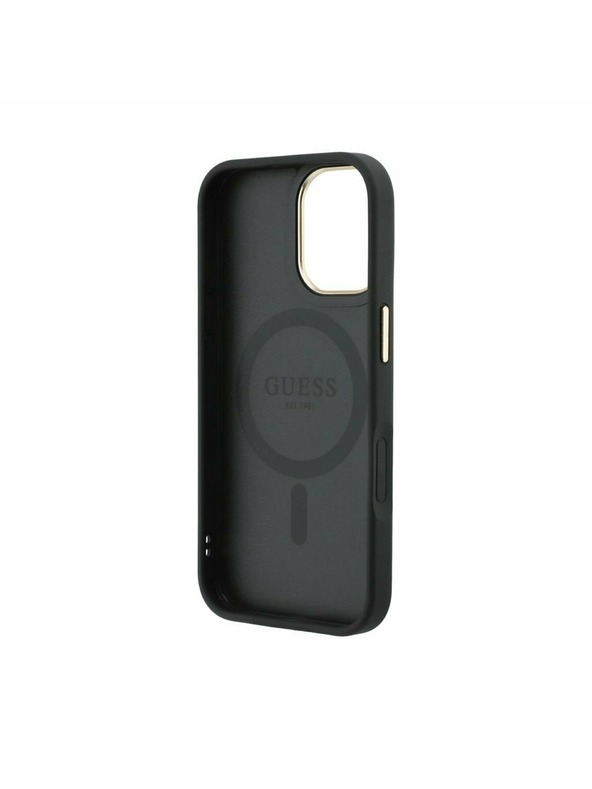 Guess Guess PU Leather 4G Gold Frame MagSafe Stražnji Poklopac za iPhone 17 Black
