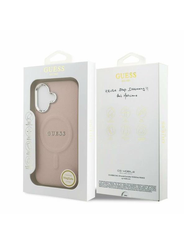 Guess Guess PU Saffiano MagSafe Stražnji Poklopac za iPhone 17 Pink