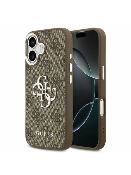 Guess Guess PU 4G Metal Logo Stražnji Poklopac za iPhone 17 Silver Brown
