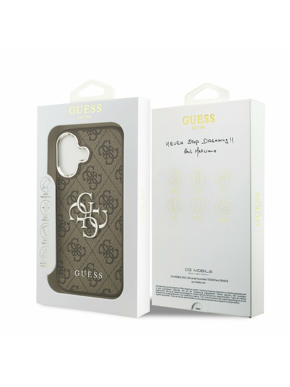 Guess Guess PU 4G Metal Logo Stražnji Poklopac za iPhone 17 Silver Brown