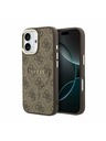 Guess Guess PU Leather 4G Gold Frame MagSafe Stražnji Poklopac za iPhone 17 Brown
