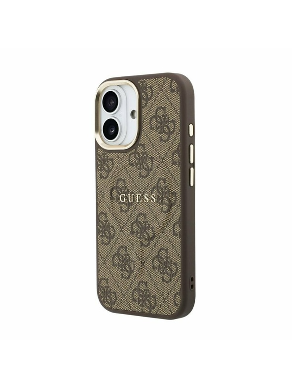 Guess Guess PU Leather 4G Gold Frame MagSafe Stražnji Poklopac za iPhone 17 Brown