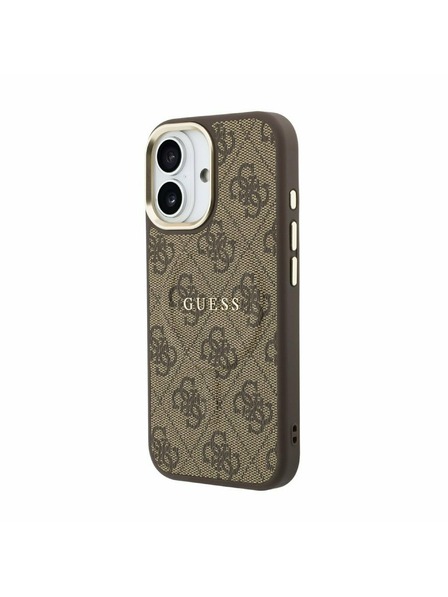 Guess Guess PU Leather 4G Gold Frame MagSafe Stražnji Poklopac za iPhone 17 Brown