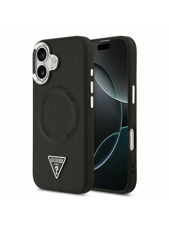 Guess Guess PU Leather Triangle Logo MagSafe Stražnji Poklopac za iPhone 17 Black