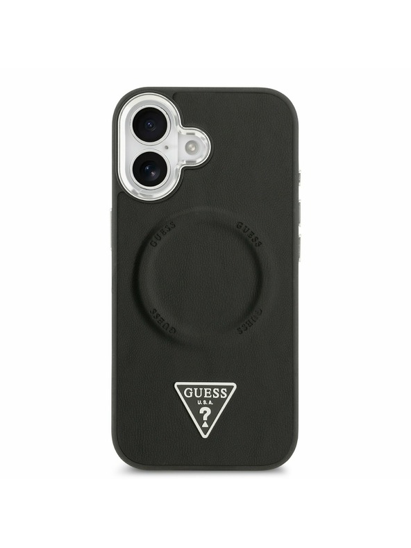 Guess Guess PU Leather Triangle Logo MagSafe Stražnji Poklopac za iPhone 17 Black