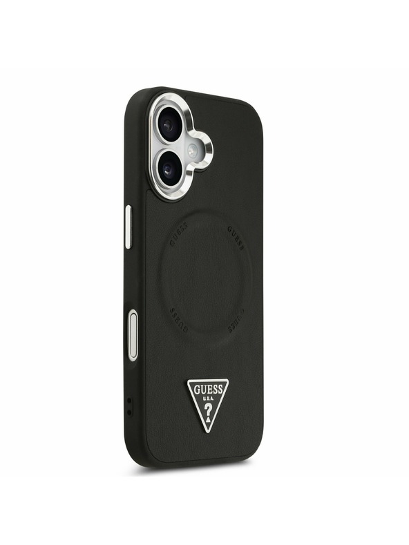 Guess Guess PU Leather Triangle Logo MagSafe Stražnji Poklopac za iPhone 17 Black